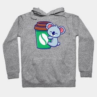 Cute Koala Hug Coffee Cup Cartoon Hoodie